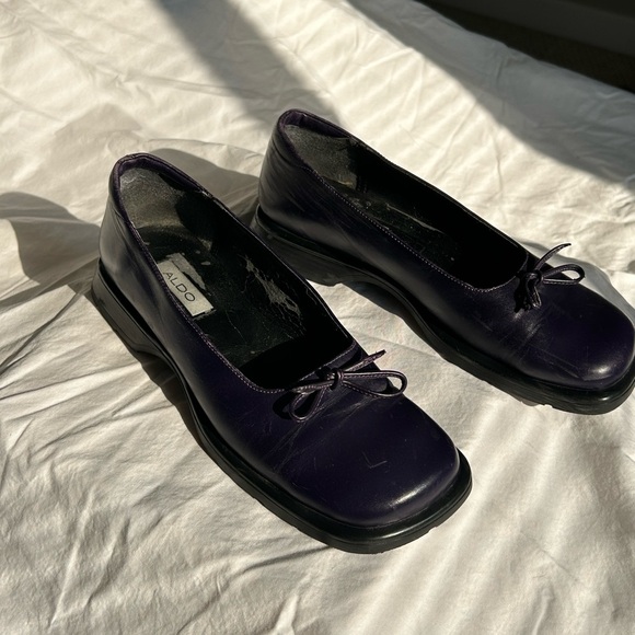 ALDO Vintage Flats 90's Indigo Purple Leather Shoes | Women's Size 7.5 - Picture 7 of 12